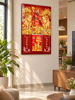 Lịch gỗ tráng gương 40x60cm Thần Tài Song Dương LGV27T4-19 0