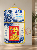 Lịch gỗ 2 thân ACB 2027 – Khởi sắc an vui — Men lam mùa xuân 0