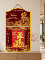 Lịch gỗ 2 thân Agribank 2027 – Tinh hoa Việt Nam — Sơn mài lúa vàng 2