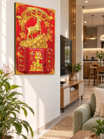 Lịch gỗ treo tường 2027 Kim Dương Tân Niên Đại Cát 40x60cm LGV27T4-78 0
