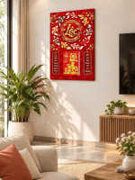 Lịch gỗ treo tường 2027 Cửu Ngư Hội Lộc 40x60cm LGV27T4-59 1