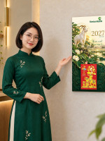 Lịch gỗ Ngân hàng Vietcombank năm 2027 – Sắc Xanh Tương Lai 30x60cm 0