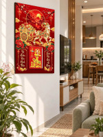 Lịch gỗ treo tường 2027 Bạch Dương Chở Lộc 40x60cm LGV27T4-48 0