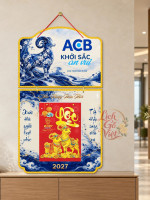 Lịch gỗ 2 thân ACB 2027 – Khởi sắc an vui — Men lam mùa xuân 1
