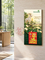 Lịch gỗ Ngân hàng Vietcombank năm 2027 – Sắc Xanh Tương Lai 30x60cm 1