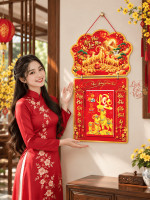 Lịch Gỗ Phong Thủy Treo Tường Ngũ Phúc Lâm Môn LGV27T2-01  4