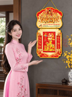Lịch Gỗ Phong Thủy Treo Tường Dê Vàng Dẫn Lộc, Thần Tài Ban Phúc LGV27T2-10 0