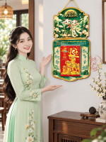 Lịch Gỗ Phong Thủy Treo Tường Song Dê Đón Xuân, Xuân An Khang LGV27T2-12 0