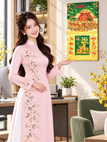 Lịch Gỗ Tráng Gương Dê Vàng Kéo Lộc LGV27T3-09 2