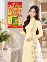 Lịch Gỗ Tráng Gương Dê Vàng Dẫn Lộc, Thần Tài Ban Phúc LGV27T3-10 2