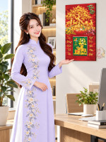Lịch Gỗ Tráng Gương Cây Tài Lộc, Dê Vàng Phú Quý LGV27T3-11 2