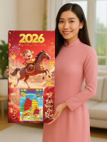 Lịch gỗ treo tường hoạ tiết Thần Tài Cưỡi Ngựa LGV26432 0