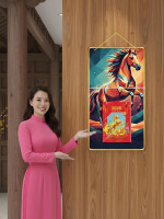 Lịch gỗ 2 thân treo tường Ngựa Tài Lộc Phú Quý LGVSE2640-11 1