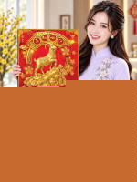Lịch gỗ treo tường 2027 Kim Dương Tân Niên Đại Cát 40x60cm LGV27T4-78