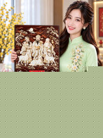 Lịch gỗ tráng gương 40x60cm Phúc Lộc Thọ Ngọc Xuân LGV27T4-24