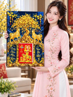 Lịch gỗ tráng gương 40x60cm Song Dương Kim Xuân LGV27T4-17
