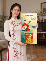 Lịch gỗ Ngân hàng VietBank năm 2027 – Chung Nhịp Khát Vọng 30x60cm