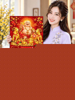Lịch gỗ treo tường 2027 Di Lặc Song Dương 40x60cm LGV27T4-31