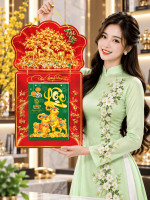 Lịch Gỗ Phong Thủy Treo Tường Cây Tài Lộc, Dê Vàng Phú Quý Sinh Tài LGV27T2-11