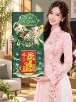 Lịch Gỗ Tráng Gương Dê Đón Xuân, Xuân An Khang LGV27T3-12