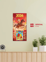 Lịch gỗ treo tường hoạ tiết Thần Tài Cưỡi Ngựa LGV26432