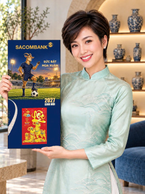 Lịch gỗ Ngân hàng Sacombank năm 2027 – Sức Bật Mùa Xuân 30x60cm