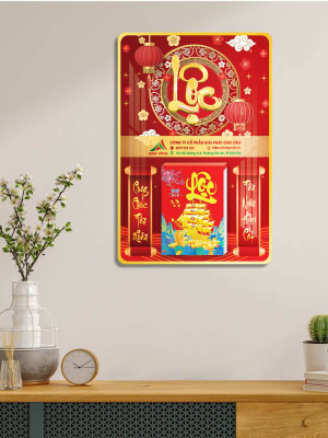 Lịch gỗ Chữ Lộc 40x60cm in logo doanh nghiệp LGV26422