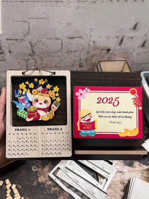 Lịch gỗ để bàn 2025 LGVB03