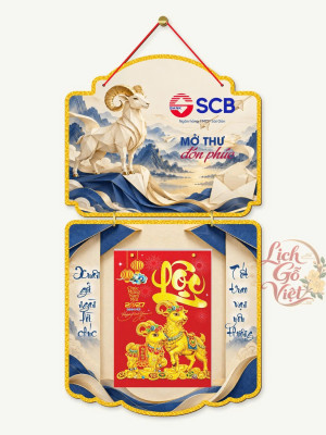 Lịch gỗ 2 thân SCB 2027 – Mở thư đón phúc