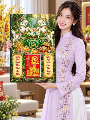 Lịch gỗ tráng gương 40x60cm Song Dương Phúc Lộc LGV27T4-07