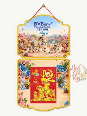 Lịch gỗ 2 thân BVBank 2027 – Tết vui như ý