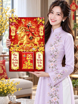 Lịch gỗ tráng gương 40x60cm Kim Dương Tấn Lộc LGV27T4-25