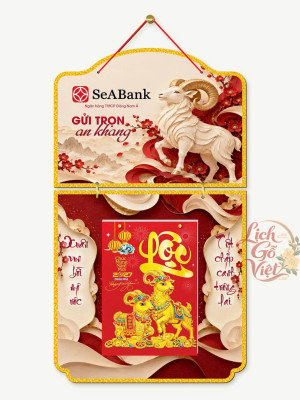 Lịch gỗ 2 thân SeABank 2027 – Gửi trọn an khang