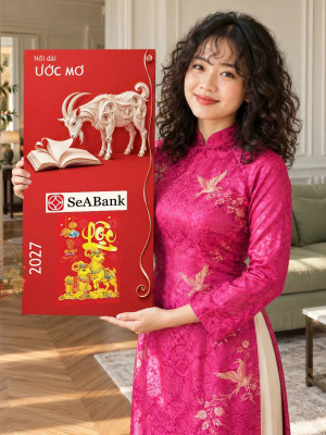 Lịch gỗ Ngân hàng SeABank năm 2027 – Nối Dài Ước Mơ 30x60cm