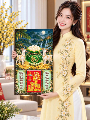 Lịch gỗ tráng gương 40x60cm Song Dương Ngọc Phúc LGV27T4-15