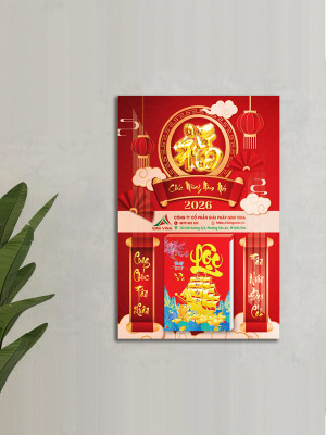 Lịch gỗ Chữ Phúc 40x60cm in logo doanh nghiệp LGV26421