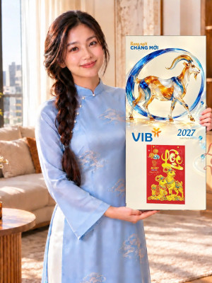 Lịch gỗ Ngân hàng VIB năm 2027 – Rạng Ngời Chặng Mới 30x60cm