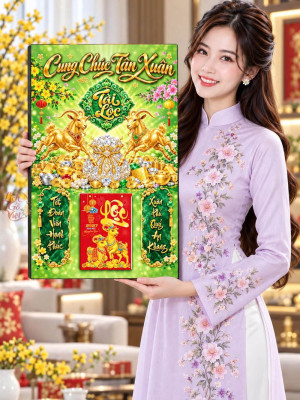 Lịch gỗ tráng gương 40x60cm Song Dương Phú Quý LGV27T4-04