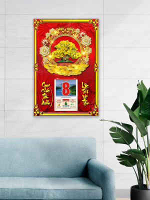 Lịch gỗ treo tường Cây Mai Vàng 40x60cm LGV25414