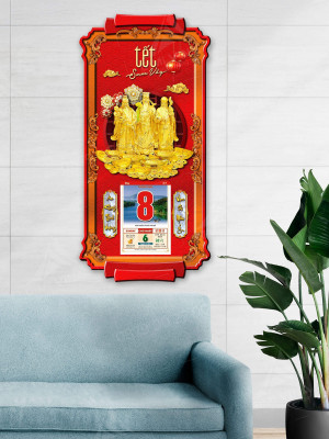 Lịch gỗ treo tường cao cấp Phúc Lộc Thọ LGV25505