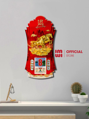 Lịch gỗ phong thuỷ Song Mã Cát Tường LGV26103