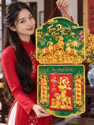 Lịch gỗ phong thủy treo tường Tam Dương Khai Thái LGV27T2-02
