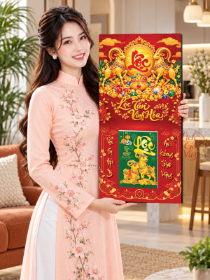 Lịch Gỗ Tráng Gương Lộc Tấn Vinh Hoa LGV27T3-05