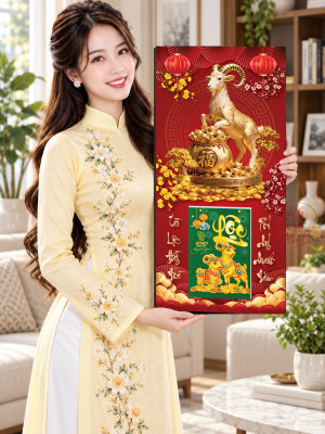 Lịch Gỗ Tráng Gương Dê vàng chiêu tài LGV27T3-14
