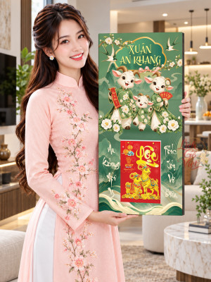 Lịch Gỗ Tráng Gương Gia Đình Dê Sum Vầy LGV27T3-18