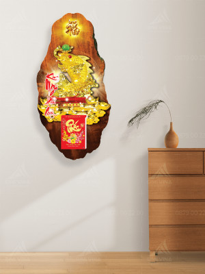 Lịch gỗ phong thủy Kim ngư phú Quý LGV1202