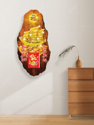 Lịch gỗ phong thủy Thuận Bườm Xuôi Gió LGV1203