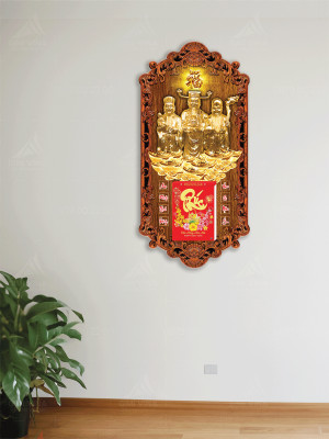 Lịch gỗ Tam Đa Phúc Lộc Thọ LGV1018