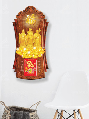 Lịch gỗ Tam Đa Phúc Lộc Thọ treo tường LGV113